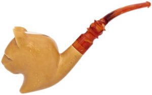 Carved Cat (Ali) (with Case) Tobacco Pipe