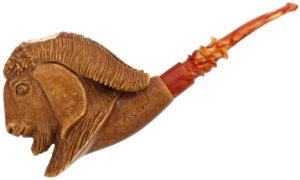 Carved Goat (A. Cevik) (with Case) Tobacco Pipe
