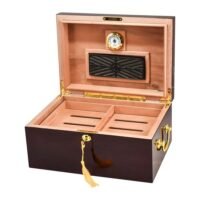 Deauville 150 Cigar High Gloss Humidor With Tobacco Leaf