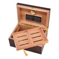 Deauville 150 Cigar High Gloss Humidor With Tobacco Leaf