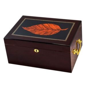 Deauville 150 Cigar High Gloss Humidor With Tobacco Leaf