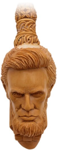 Carved Abraham Lincoln (Kenan) (with Case) Tobacco Pipe