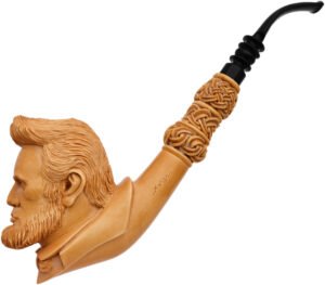 Carved Abraham Lincoln (Kenan) (with Case) Tobacco Pipe