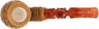Carved Masonic Bent Billiard (Selver) (with Case) Tobacco Pipe