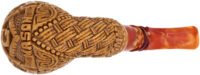 Carved Masonic Bent Billiard (Selver) (with Case) Tobacco Pipe
